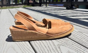 Calaxini Verano Slide Damen 9 beige taupe Nubuk Peeptoe Slingback flacher Schuh - Bild 1 von 10