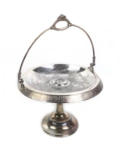 Vintage Meridian Quadruple Silverplate Bride Basket #1633 Engraved Birds - Picture 1 of 10