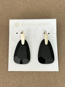🆕 Kendra Scott Marty Drop Earrings Black & Gold Geometric Dangle New - Picture 1 of 5