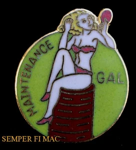 MAINTENANCE GAL NOSE ART HAT LAPEL PIN UP TIE TAC AVIATION PILOT CREW CHIEF! - Picture 1 of 24