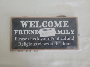 Rustic Welcome Sign - check political and religious views at the door! - Picture 1 of 2