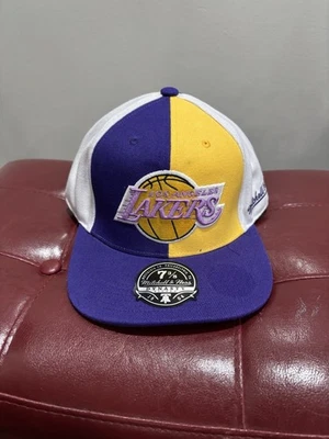 Mitchell & Ness Los Angeles Lakers Fitted Hat Cap Size 7 3/4 Reload 2.0 Pinwheel - Image 1 of 4