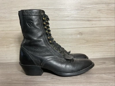 Ariat Heritage Lacer Boot Womens Size 7.5 B Black Leather Lace Up Riding Western - Image 1 of 4
