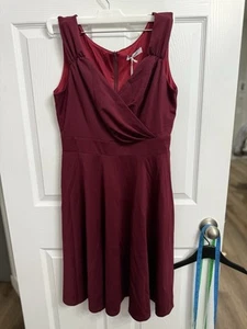 Grace Karin Pinup Retro Style 50s 60s Swing Rockabilly Burgundy Dress SIZE L NWT - Picture 1 of 7