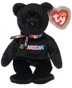 Ty Beanie Baby RACER the NASCAR Bear (Black)(8.5 Inch) MWMTs Stuffed Animal Toy - Picture 1 of 8