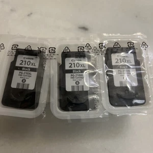 3 New Canon PG-210XL Black Fine Ink Cartridges Factory Sealed Genuine Authentic - Afbeelding 1 van 5