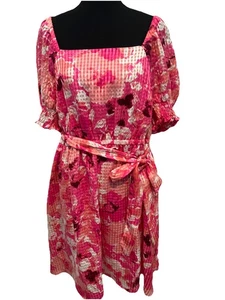 Vestido Lane Bryant para mujer 14 manga corta ajuste multicolor corbatas acampanadas $99,95 - Imagen 1 de 13