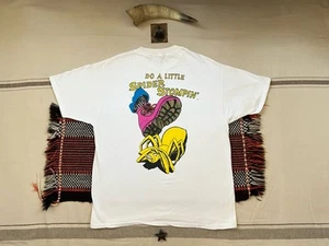 90s Single Stitch T-Shirt L-XL Tubular White Spider Stompin Punk Psychobilly 46" - Picture 1 of 10