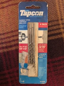 (4-Pk) Broca de hormigón Tapcon 5/32" x 4-1/2" #11249 nueva sellada - Imagen 1 de 2