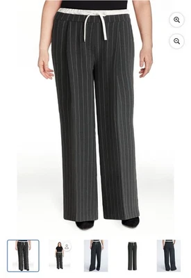 NEW Scoop Women Pull On WideLeg Trouser Pants Gray Pinstripe 0, 4, 6, 12 - Image 1 of 4