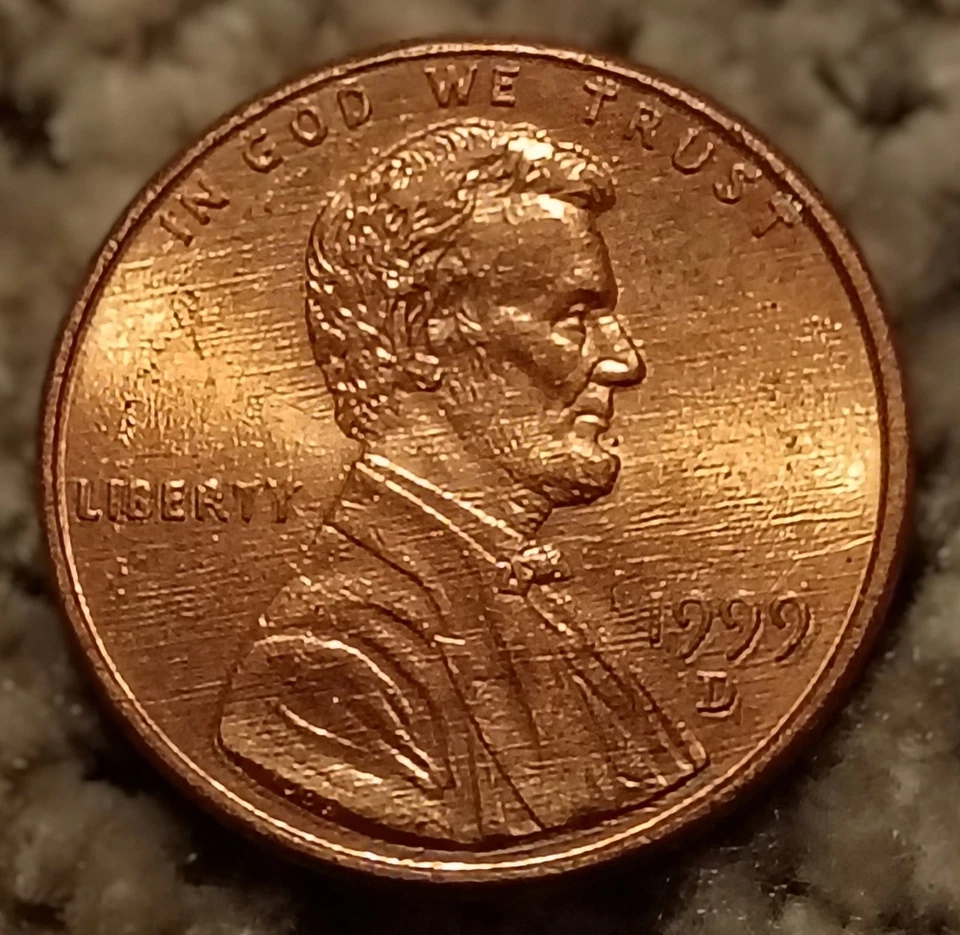 D Penny 1999 con errores. DDO/DDR, cerca 'AM', RARO "burbuja de gas" error como nuevo en Rev. Foto 1 de 2