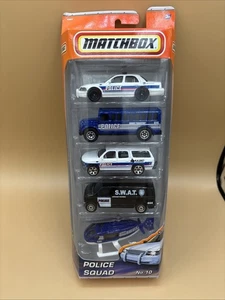 Matchbox Police Squad No. 10 5-Pack Helicopter, Bus, Van, SUV 2010 - Picture 1 of 6