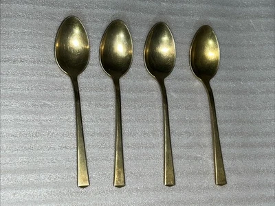 4 Vintage Dirigold Dirilyte Brass Teaspoons Empress - Image 1 of 2