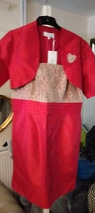 Zelia Essential Mother Of The Bride Dress Matching Jacket Red Size 18 New - Picture 1 of 24
