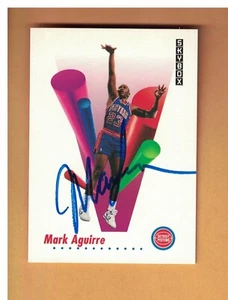 Tarjeta de baloncesto Skybox 1991-92 autografiada por Mark Aguirre firmada detroit pistons - Imagen 1 de 1
