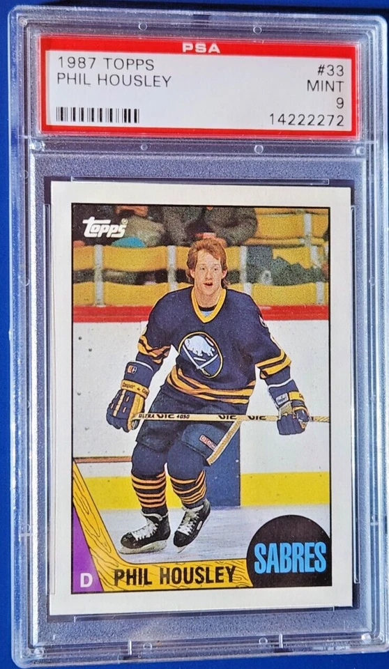 1987-88 TOPPS #33 PHIL HOUSLEY GRADED PSA 9 MINT BUFFALO SABRES HOCKEY POP 5 - Image 1 of 3