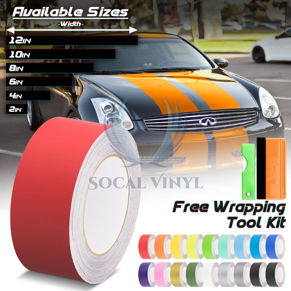 Matte Color Racing Stripes Vinyl Wrap Sticker For Infiniti G35 Stripe 10FT /20FT - Image 1 of 4