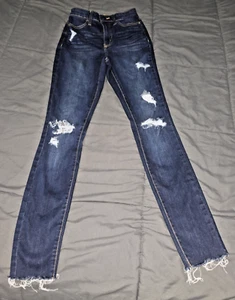 SO Junior Größe 3 Super High Rise Jegging Denim Blue Jeans Distressed 26W - Bild 1 von 12