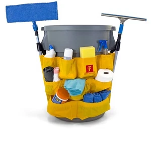 Trash Can Caddy Bag | Brute Compatible | Fits 32-55 Gallon Can | 12 Pockets - Picture 1 of 9