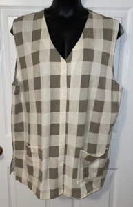 Carolina Colours Sz 22/24 Lightweight Khaki Plaid Sleeveless Sweater Vest VGUC - Picture 1 of 8