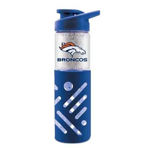 DENVER BRONCOS 23oz GLASS WATER BOTTLE WITH SILICONE SLEEVE (CLOSEOUT) Cover