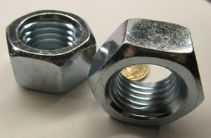 Zinc Hex Nut, Grade 5 Steel, RH  1 1/8"-7 x 31/32" Height - 10 Pcs - Picture 1 of 9