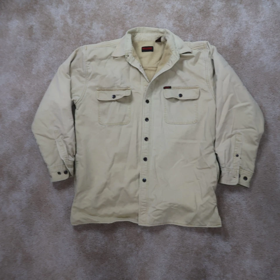 Wolverine Button Front Shirt Men's Large Tall Fleece Lined Beige Workwear - Image 1 of 4
