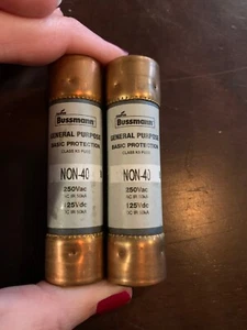 FUSES basic protect class K5 Lot x2pcs NON-40 250Vac 125Vdc Cooper Bussmann New! - Picture 1 of 2
