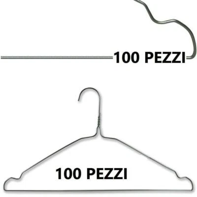 100 Grucce In Metallo Cromato Lavanderia 40 Cm Salvaspazio con Intagli Laterali - Immagine 1 di 4