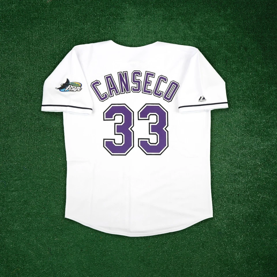 Jose Canseco 1999 年坦帕湾魔鬼光男式主场白色复古球衣 — 第 1/4 张图片