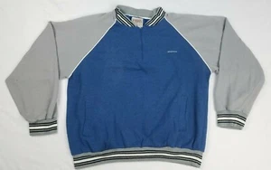Felpa vintage anni 80 McGregor 1/4 zip giovane ~ media ~ blu e grigia - Foto 1 di 4