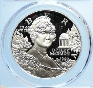 1999 USA United States FIRST LADY DOLLEY MADISON Proof Silver $ Coin NGC i97537 - Picture 1 of 5