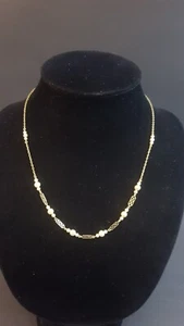 Classy Mid-Cent 9ct Yellow Gold Fancy Link & Small Cultured Pearl Necklace - Picture 1 of 18