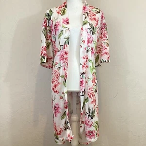 Show Me Your Mumu Brie Pink Floral Short Sleeve Robe Kimono One Size - Picture 1 of 7