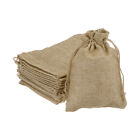 10pcs Burlap Bags with Drawstring, 4x5.5" Jewelry Pouches for Party Gift, Khaki