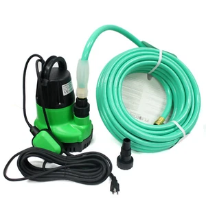 Bomba de sumidero sumergible 1-1 / 4HP y manguera de jardín de 50 pies para drenaje de estanque de piscina de agua sucia - Imagen 1 de 8