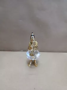 Swarovski Crystal Clown Figurine Golden Clear Circus Carnival Heavy FAST SHIPPIN - Picture 1 of 8