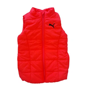 PUMA girl's sleeveless puffer vest/ jacket (size 5-6)full zip/insulated/orange - Picture 1 of 11