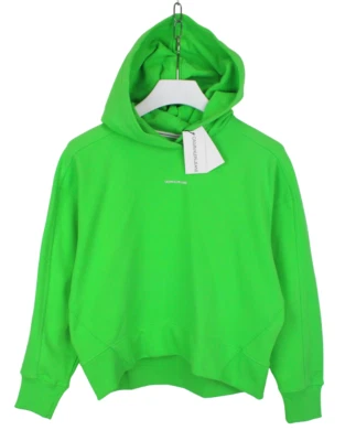 Calvin Klein Jeans Sweatshirt Damen Klein mit Kapuze Säure Grün Pullover Stretch - Bild 1 von 4