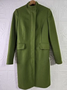 Benetton Made In Italy Green Wool Coat Retro Style Long Womens Size EU 40/ US 8 - Picture 1 of 22