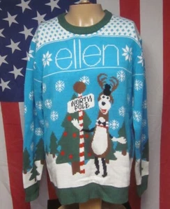 ELLEN DeGENERES SHOW ugly Christmas sweater lrg retro North Pole gingerbread man - Picture 1 of 3