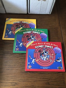 1990 Upper Deck LOONEY TUNES 3 Comic Ball Card Albums MLB Baseball Trading Cards