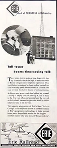 1955 Erie Railroad Vintage Print Ad Tall Tower Beams Time-saving Talk - Picture 1 of 1
