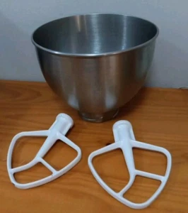 Kitchen Aid Mixer Bowl OEM Replacement Stainless Steel K45 & 2 attachments - Picture 1 of 4