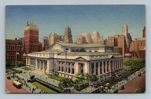 Vintage Linen Postcard New York Public Library NYC Skyline 1911 - Picture 1 of 2