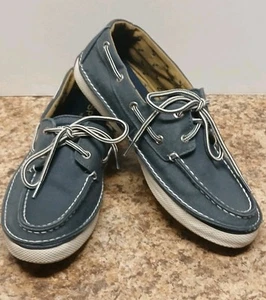 Size 8M Sperry Top Sider Mens Blue Canvas Slip On Boat/deck Shoes - Picture 1 of 7