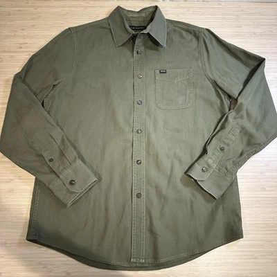 Camisa Deus Ex Machina Para Hombre Grande Verde Oliva Sarga Abotonada Ropa de Trabajo Informal Foto 1 de 4