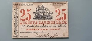 Moneda obsoleta - 25 centavos 1861 Augusta caja de ahorros #96290 - Imagen 1 de 2