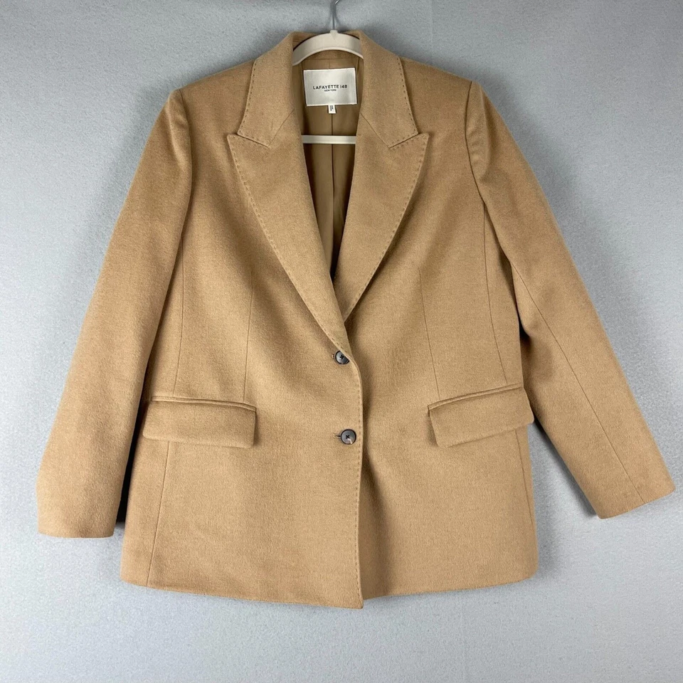 Lafayette 148 Loro Piana Camel Hair Blazer Womens Small Beige Italy Quiet Luxury - Image 1 of 4