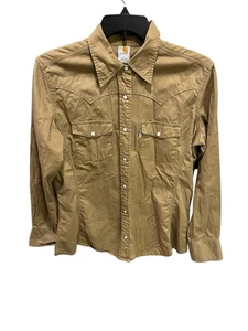 Carhartt For Women Size Large Khaki Western Shirt Pearl Snaps Workwear Casual - Picture 1 of 4